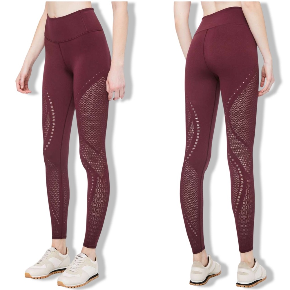 Lululemon Reveal Tight Mindful Motion Leggings in Deep Ruby